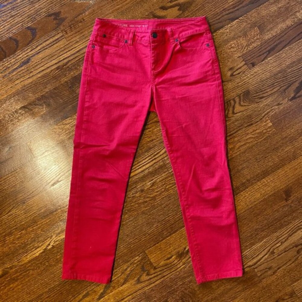 LAST CHANCE: Talbots Red Denim Signature Slim Crops - Size 4/27